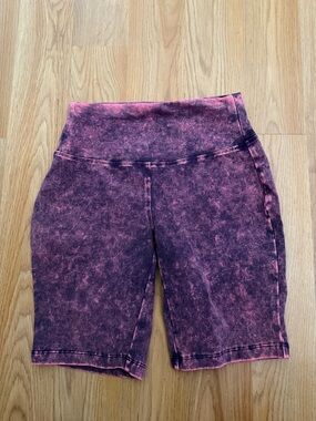 Zenana Acid Wash Purple Bike Shorts small